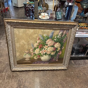 VINTAGE SIGNED FLORAL PAINTING 38X33