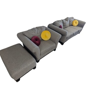 Gray 3-Seat Couch w/ Chair & Ottoman Set