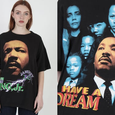 Martin Luther King I Have A Dream T Shirt, Vintage 90s Double Sided Rap Tee, Mens Single Stitch Hip Hop Shirt Extra Large XL 