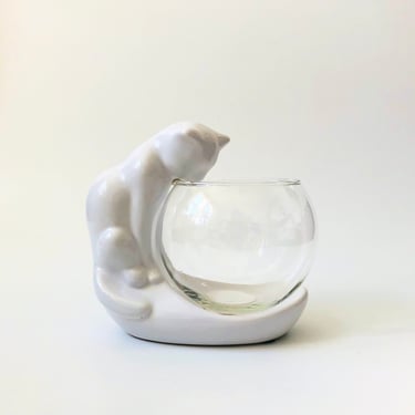 Haeger Ceramic Cat Fish Bowl 