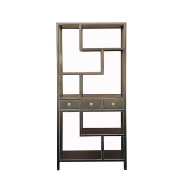 Oriental Black Lacquer Two Sided Display Curio Cabinet Room Divider cs7390E 