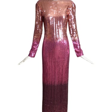 RUBIN PARNIS- 1970s Ombre Sequin Evening Gown, Size 8