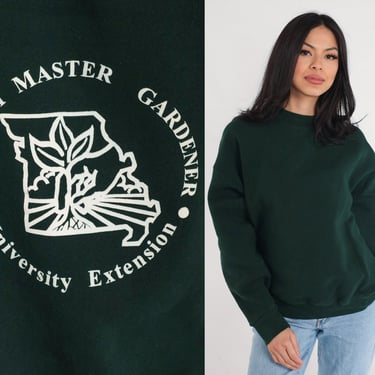 Missouri Master Gardener Sweatshirt 90s Dark Green Crewneck Sweatshirt Gardening Graphic Shirt University Pullover Vintage 1990s Large L 