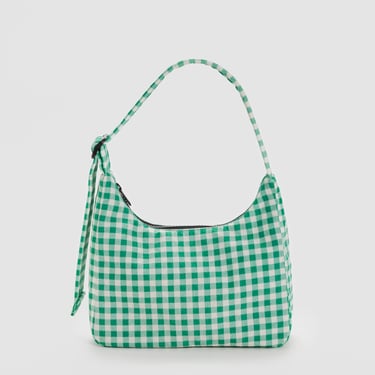 Mini Nylon Shoulder Bag in Green Gingham