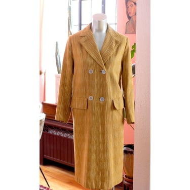 Vintage Neusteter's Long Coat - 1950s, 1960s - Golden Yellow Striped - Overcoat - PRO CLEANED 