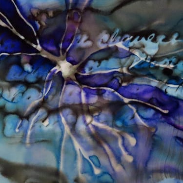 What We See: Original ink painting on yupo of neuron - neuroscience art psychology 