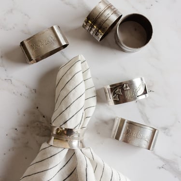 eclectic set 6 of antique french silverplate napkin rings