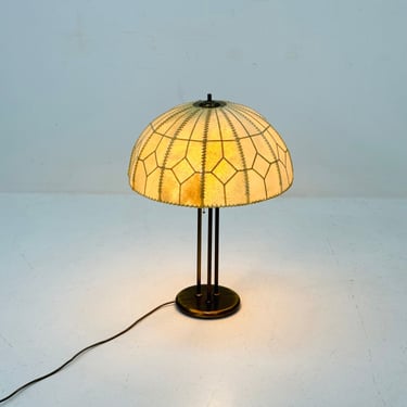 Mid century table lamp with sewn shade by Idell Kaiser Leuchten, 1960s 