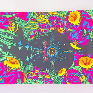 Vintage 1970s Groovy Psychedelic One Sweet Dream Black Light Neon Rainbow Wall Art Poster The Third Eye 