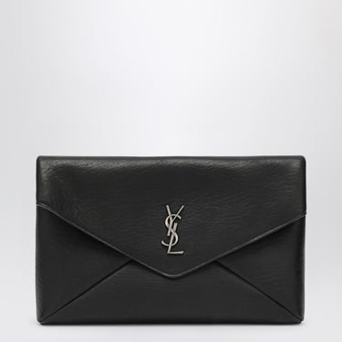 Saint Laurent Cassandre Large Black Envelope Clutch Bag With Logo Men