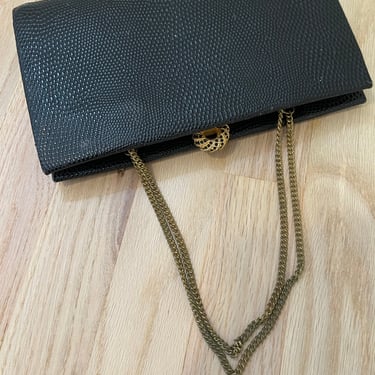 Vintage Textured Faux Leather Evening Bag 