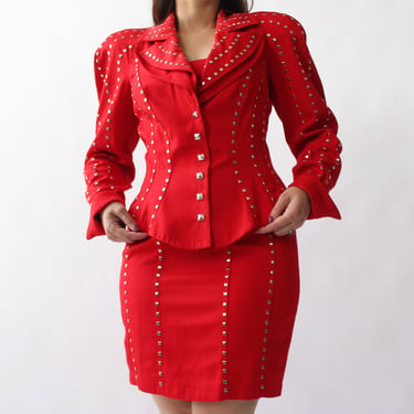 80s Embellished Skirt Suit - W28