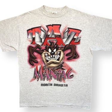 Vintage 1997 Looney Tunes Taz “The Tasmanian Devil” Maniac North Dakota Big Print Graphic T-Shirt Size Large 