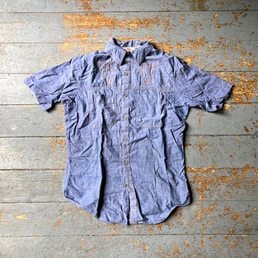 Vintage 70s Chambray Embroidered Western Shirt 