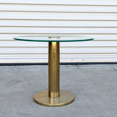 Vintage Italian Round Brass, Glass Side Table by Pace, circa 1970s | MCM | Mid Century | Retro | Postmodern | Collectible | Unique 