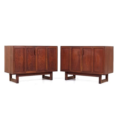 Lawrence Peabody for Nemschoff Mid Century Walnut Dresser Chests - Pair - mcm 