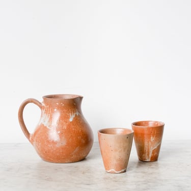Stoneware Pitcher with Tumblers
