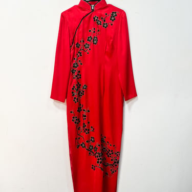 Vintage Liyanping Red and Black Chinese Qipao Style Dress 