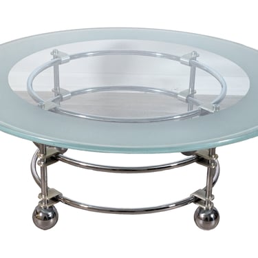 Contemporary Modern Jay Spectre Chrome And Glass Coffee Table For Century 