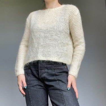 Vintage Y2k The Limited White Mohair Blend Sheer Crewneck Lightweight Sweater M 