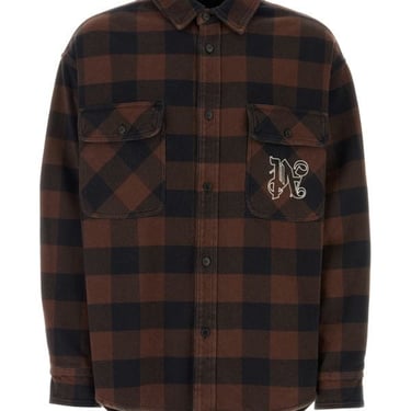 Palm Angels Man Embroidered Flannel Oversize Shirt