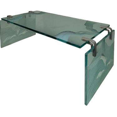 Etched Glass Coffee Table in the Style of Fontana Arte, Italy, 1960's.