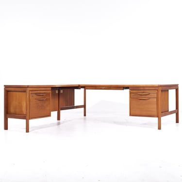 Jens Risom Mid Century Walnut Corner Desk - mcm 