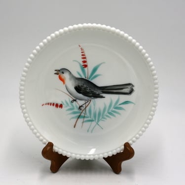 vintage Westmoreland bird plate with beaded edge 