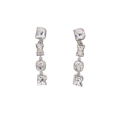Dior Silver Rhinestone Charm Earrings