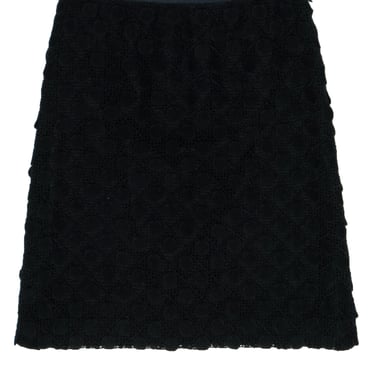 Piazza Sempione - Black &amp; Navy Cotton Eyelet Pencil Skirt w/ Polka Dots Sz 10