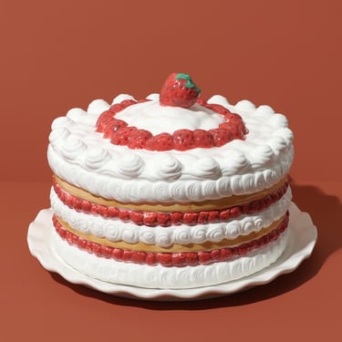 Vintage Ceramic Cake Cover, Retro Strawberry Shortcake Cake Dome, Strawberry Plate 