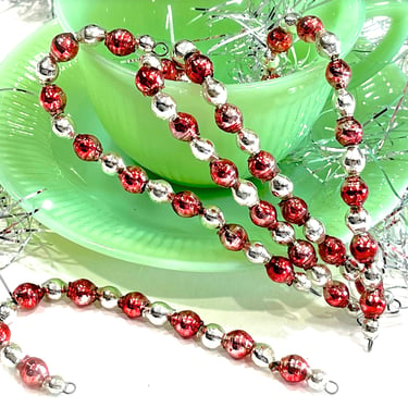 VINTAGE: Mercury Glass Bead Candy Cane Christmas Ornament - Tree Ornament - Crafts - Made in Japan - SKU os-177 