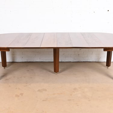 Gustav Stickley Mission Oak Arts & Crafts Extension Dining Table With Six Leaves, Newly Restored