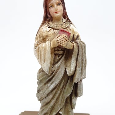Vintage Saint Mary Hand Painted Religious Santos, Christmas Nativity or Putz 