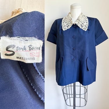 Vintage 1940s Navy Maternity Jacket / M 