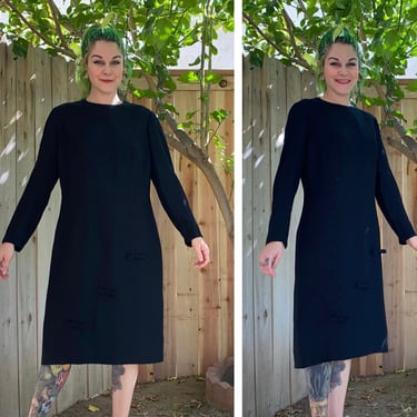 Vintage 1960’s Black Long Sleeve Dress with Soutache 
