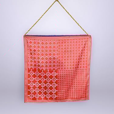 VINTAGE 70s/80s Vera Neumann Signature Geometric Art Print Scarf -  | 1970s 1980s Red and White Bandana Kerchief Head Scarf | VFG 