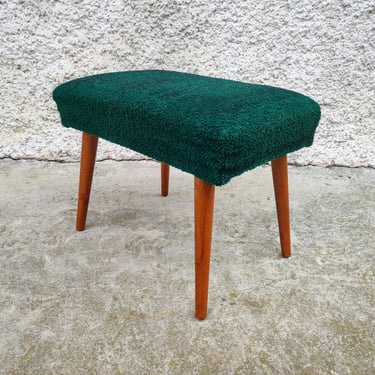 Vintage Mid Century Cushion Stool /Mid Century Ottoman / Old Green Taburete/ Green Ottoman/ Vintage Furniture/ Foot Stool/ 70s/ Yugoslavia 