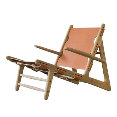 Børge Mogensen Arne Norell Mid Century Modern Style Leather + Ash Wood Safari Chair 