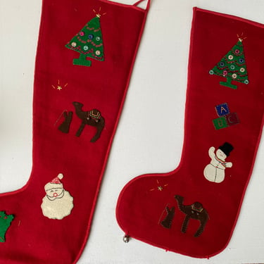 Vintage Christmas Stockings, YOUR CHOICE, Bobby Or Billy, Decorated Both Sides, Hand Stitched And Lined, 