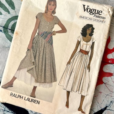 Vogue Sewing Pattern, Ralph Lauren Dress, FACTORY FOLDED, Complete Instructions, Vintage 70s 80s, Vogue 2947, American Designers Collection 