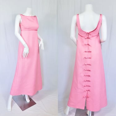 1960's Emma Domb Long Pink Column Dress I Sz Sm 