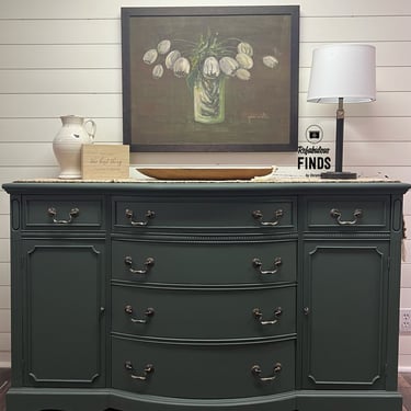 Gorgeous Green Vintage Bow Front Buffet 
