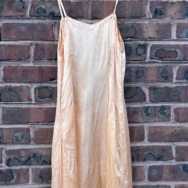 Vintage Antique 1930s Peach Satin Slip Dress Sleeveless Long Gown XXS XS by TimeBa