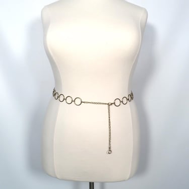 Vintage 60s/70s Gold Tone Chain O Ring Belt Size One Size Fits Most 