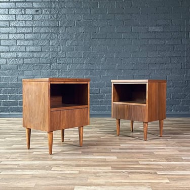 Pair of Mid-Century Modern “Trimline” Walnut Night Stands by Bassett, c.1960’s 