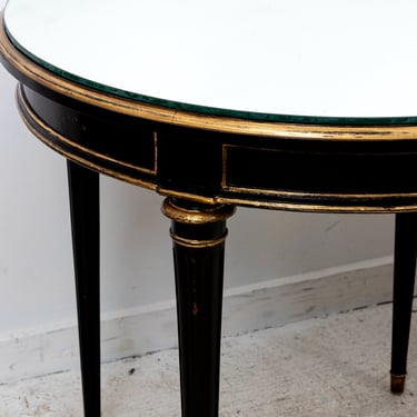 Pair of Director Style Mirror Top Ebonized Side Tables