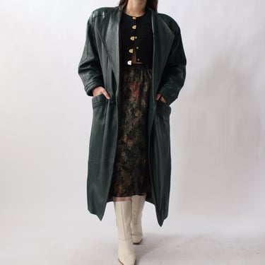 Vintage Soft Evergreen Leather Coat