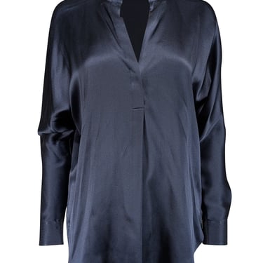 Vince - Navy Silk Long Sleeve Blouse Sz S