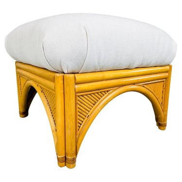 Boho Rattan Bamboo Pouf Ottoman Having Fresh Upholstery And Cushioning 